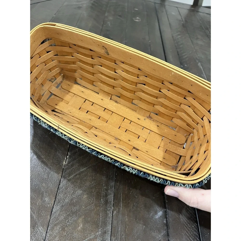 Vtg 2002 Longaberger‎ Rectangle Bread Basket Plaid Skirt 12x5x5 Slanted